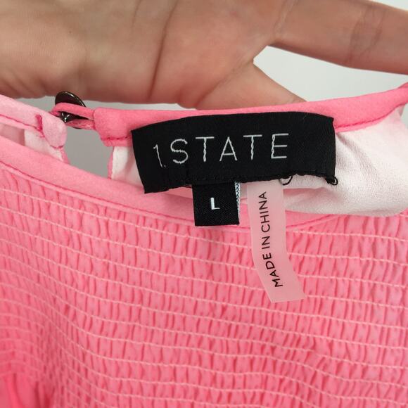 1. State Women's Strappy Ruched Tank Top Sleeveless Pink Tart Size Large NWT - Picture 4 of 5